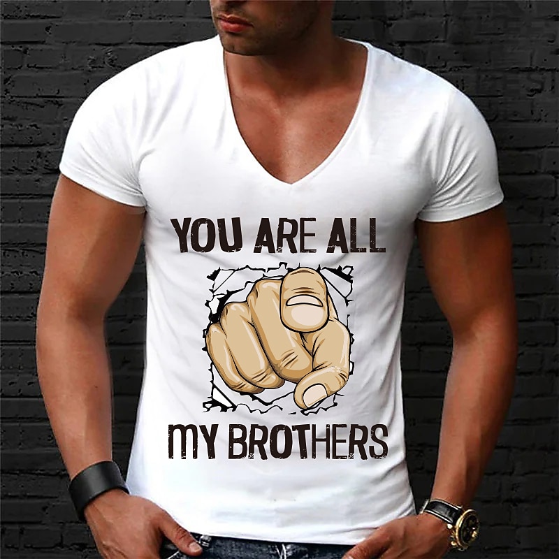 Men's Unisex Letter Hand Gesture T Shirt Short Sleeve T shirt Hot Stamping V Neck Shirt Sports Designer Simple Outdoor Street Casual White Red Light Grey Summer Clothing Apparel Normal S M L XL 2XL