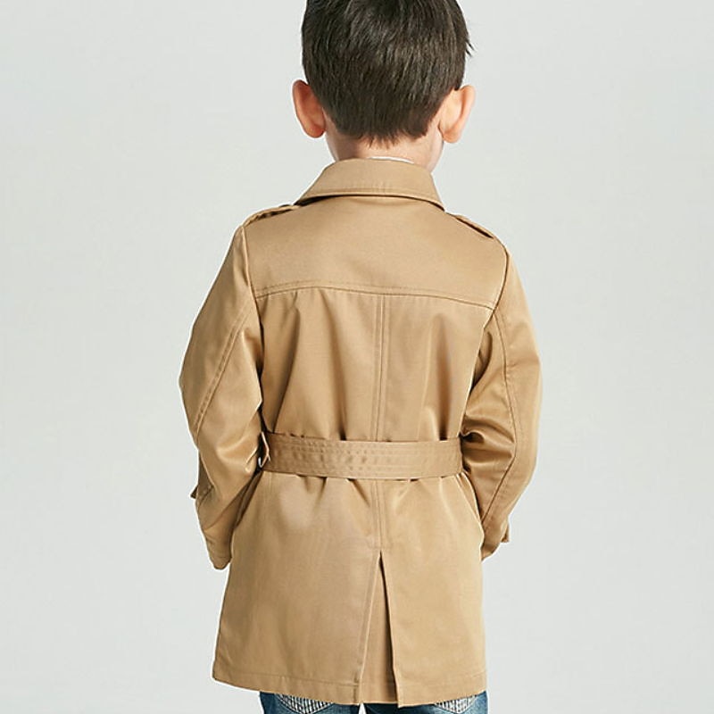 Boys 3D Plain Trench Coat Long Sleeve Spring Fall Active Cool Kids 2-12 Years Daily Regular Fit3