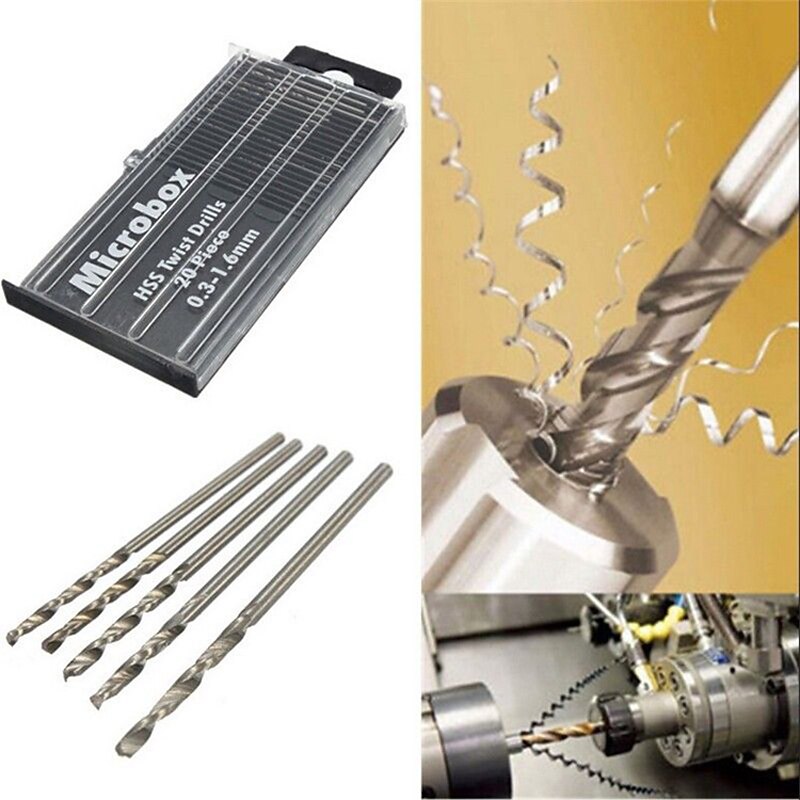 20pcs/set 0.3mm-1.6mm Mini High Speed Steel Twist Drill Bit Set Micro HSS drill bit set with Case2