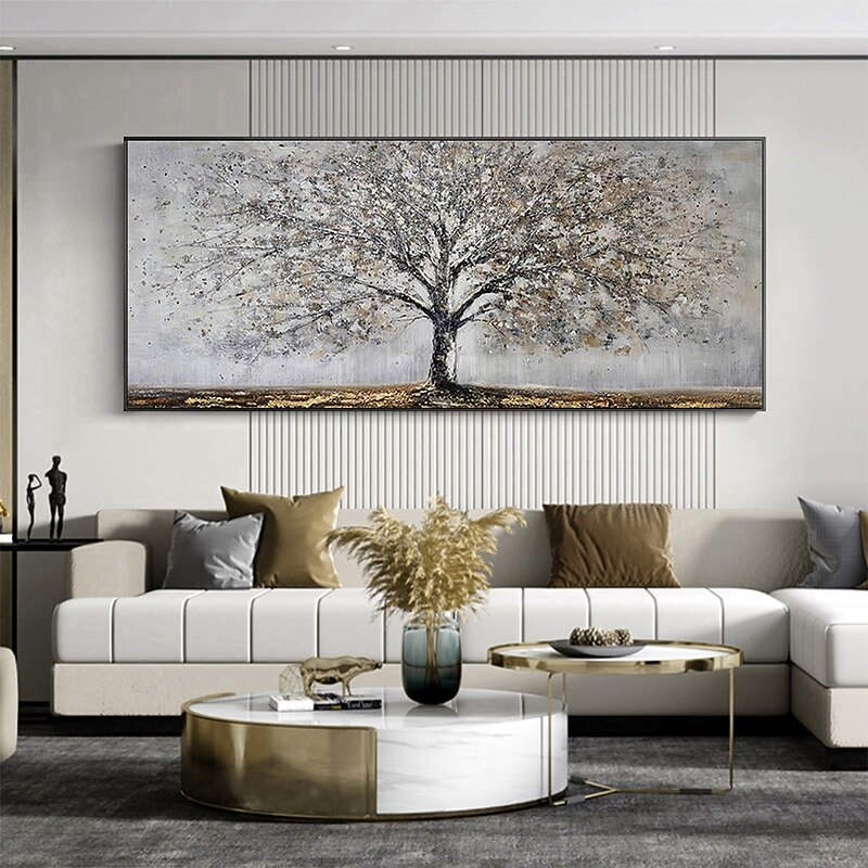 Handmade Oil Painting Canvas Wall Art Decoration Abstract Blooming Texture Tree Painting Abstract Plant Painting for Home Decor Rolled Frameless Unstretched Painting2
