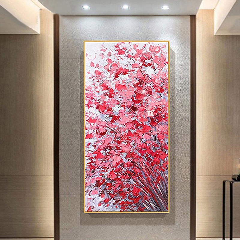 Handmade Hand Painted Oil Painting Wall Art Pink Flower Canvas Paintings Home Decoration Decor Rolled Canvas No Frame Unstretched3