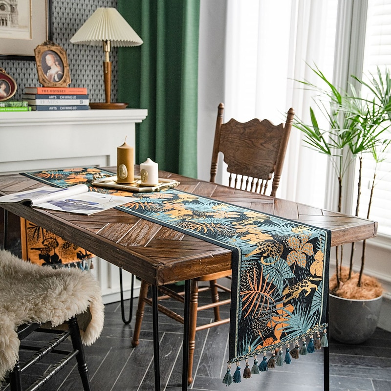 Farmhouse Table Runner Vintage Table Runner Cotton Linen Table Decorations for Dining Party Holiday4