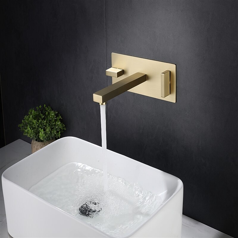 Bathroom Sink Faucet - Classic / Wall Mount Electroplated / Painted Finishes Mount Inside Two Handles One HoleBath Taps4