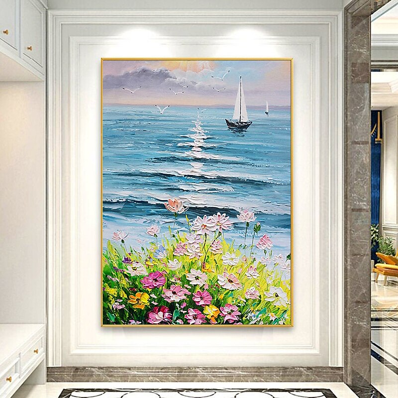 Handmade Oil Painting CanvasWall Art Decoration Abstract Knife Painting Landscape Flowers For Home Decor Rolled Frameless Unstretched Painting4