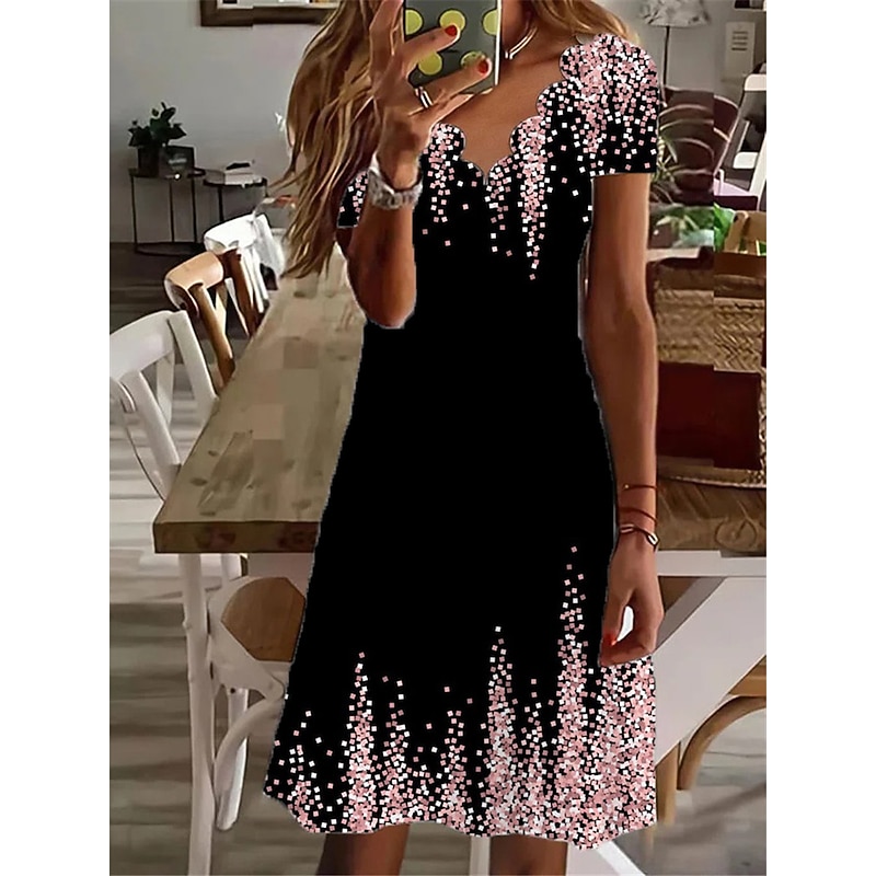 Women's Mini Dress Casual Dress Petite Dress Sundress Shift Dress Vacation Fashion Basic Outdoor Vacation Daily Regular Fit Ombre Print Short Sleeve Sweetheart Pink Blue Green Summer