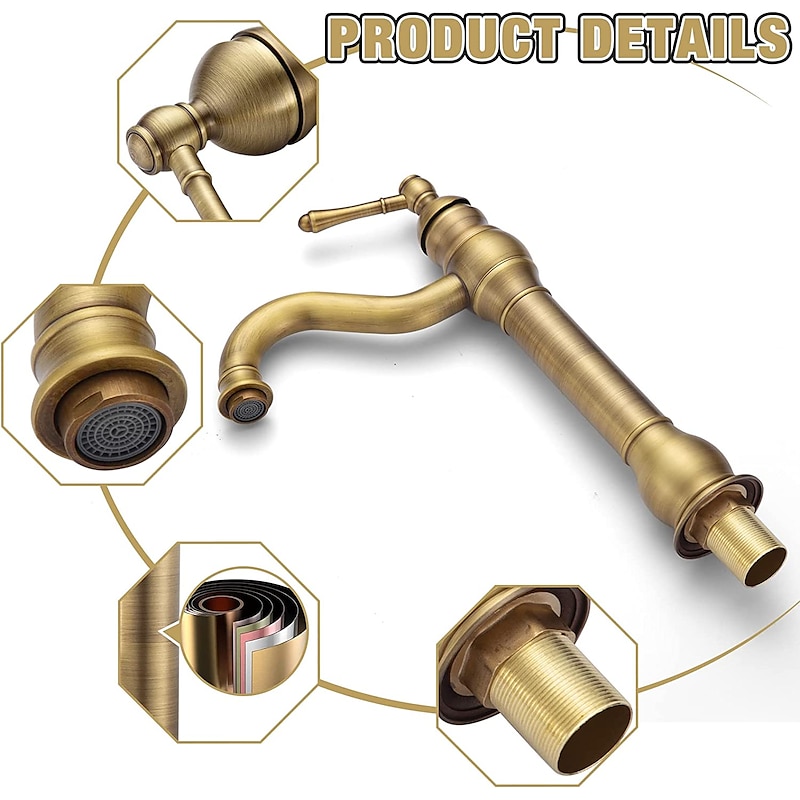 Bathroom Sink Faucet Antique Brass/ORB/Brushed Nickel Rotatable Single Handle One Hole Bath Taps4