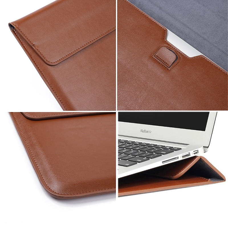 Laptop Sleeves 12" 13.3" 14" inch Compatible with Macbook Air Pro, HP, Dell, Lenovo, Asus, Acer, Chromebook Notebook Waterpoof Shock Proof Leather Solid Color for Business Office3