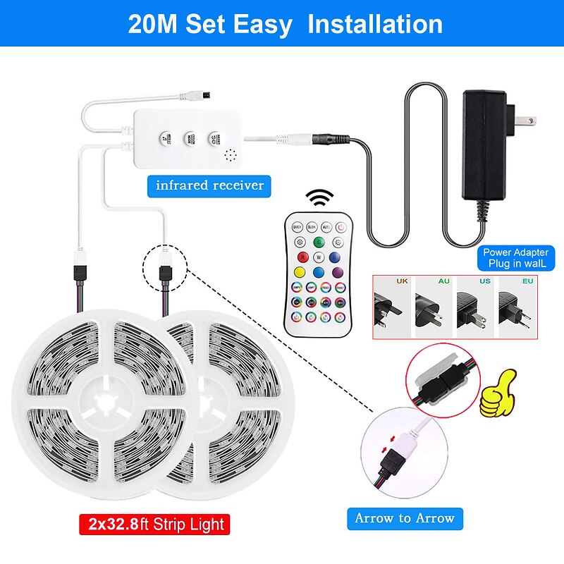 LED Strip Light RGB WiFi App Control 20m 65.6ft App Control Work with Alexa Google Assistant Color Change Music Sync for Bedroom Kitchen TV Party4