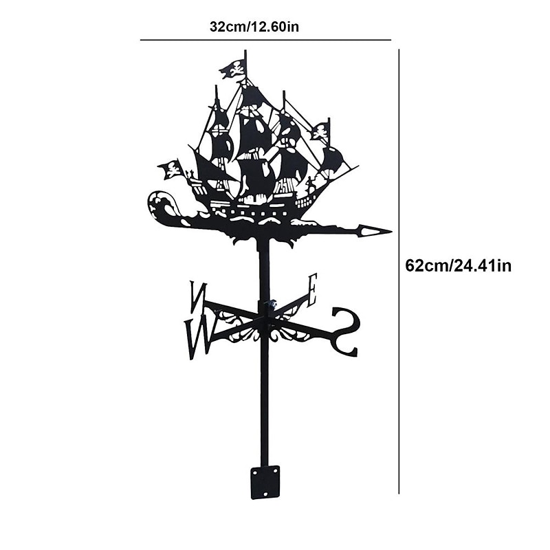 Metal Weather Vane Cock Decorated Weather Vane Iron Rooster Ornament for Roof Shack Indicating Wind Direction Yard Decor3