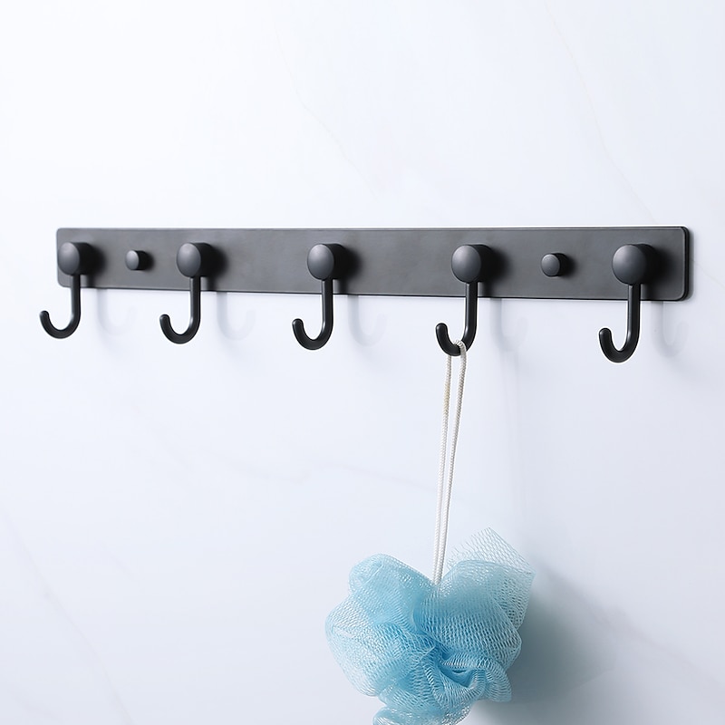 Coat Hooks Rack Wall Mounted, Heavy Duty Stainless Steel Matte Black Coat Hanger for Towel Bag Clothes Hat, 5 Hooks4