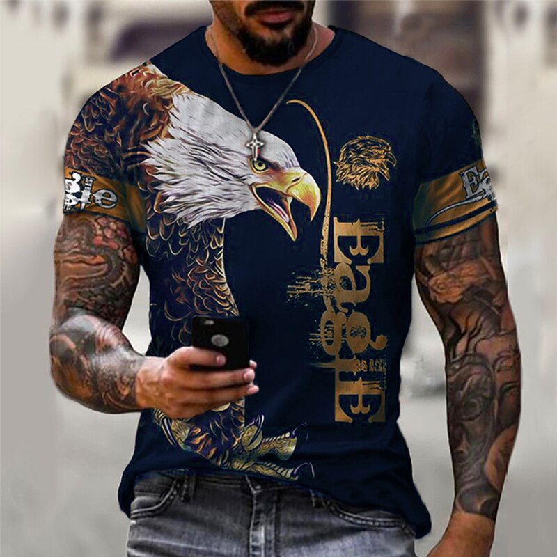 Men's Unisex Graphic Prints Eagle T Shirt Funny T Shirts Short Sleeve T shirt 3D Print Crew Neck Shirt Sports Designer Classic Outdoor Street Daily Black Red Blue Summer Clothing Apparel S M L XL XXL