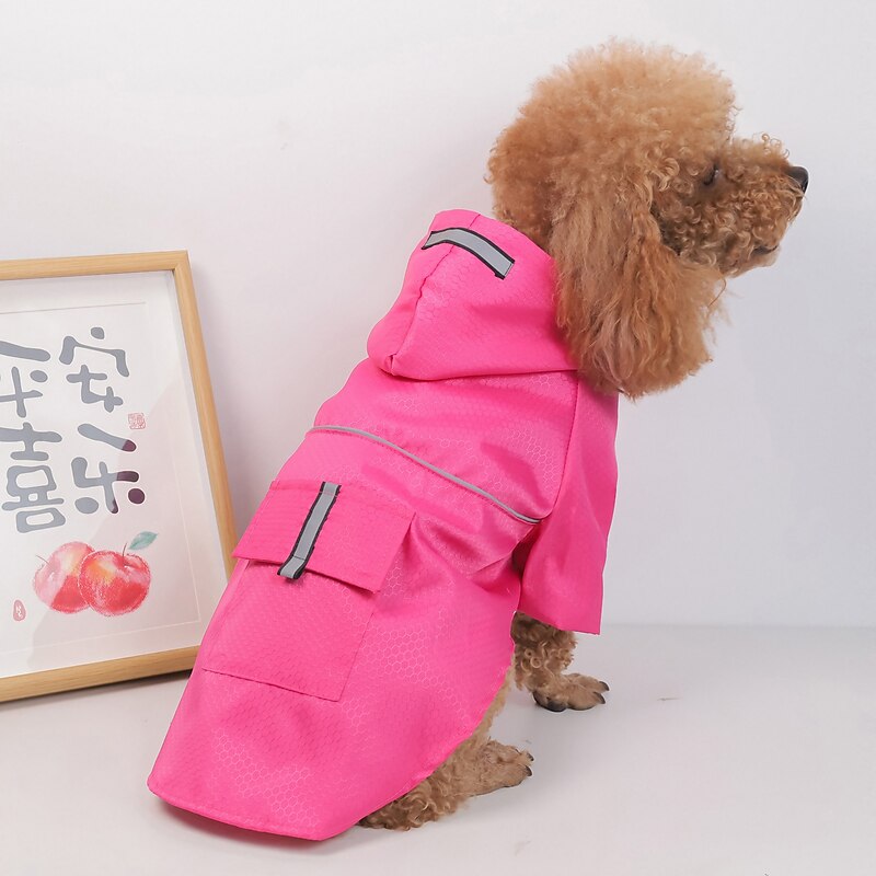 Dog Cat Rain Coat Rain Jacket Fashion Classic Reflective Waterproof Soft Washable Comfortable Outdoor Casual Daily Dog Clothing for Bichon Frise Pomeranian Baby Pet Papillon Small
