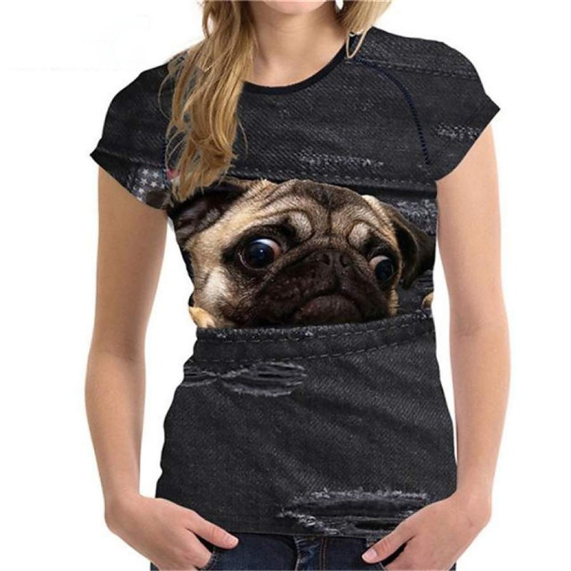 Girls' 3D Animal Cat Dog T shirt Short Sleeve 3D Print Summer Spring Active Fashion Cute Kids 3-12 Years Outdoor Daily Regular Fit4