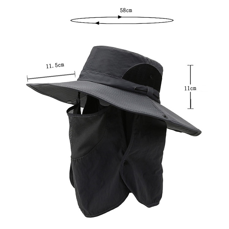 Sun Hat Bucket Hat Fishing Hat Hat UV Sun Protection Sunscreen UV Protection Summer Spring Wide Brim with Face Cover & Neck Flap Men's Women's Fishing Activity4