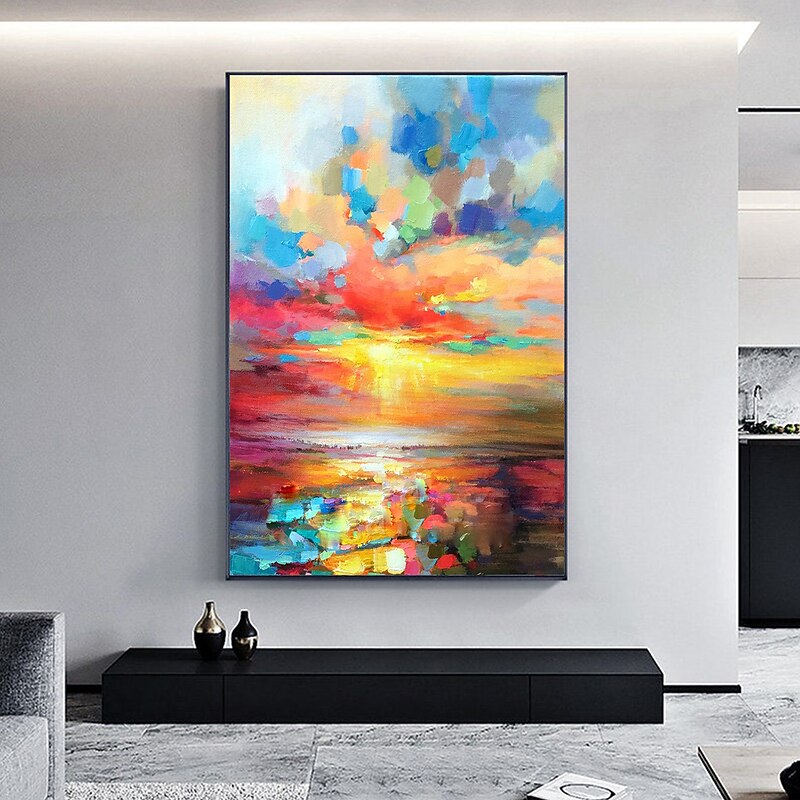 Handmade Oil Painting CanvasWall Art DecorationAbstract Knife Painting Landscape Yellow For Home Decor Stretched Frame Hanging Painting4