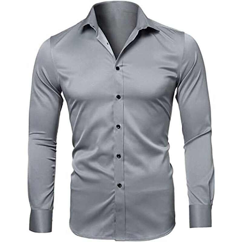 Men's Shirt Solid Color Turndown Party Daily Button-Down Long Sleeve Tops Casual Fashion Comfortable White Black Gray2