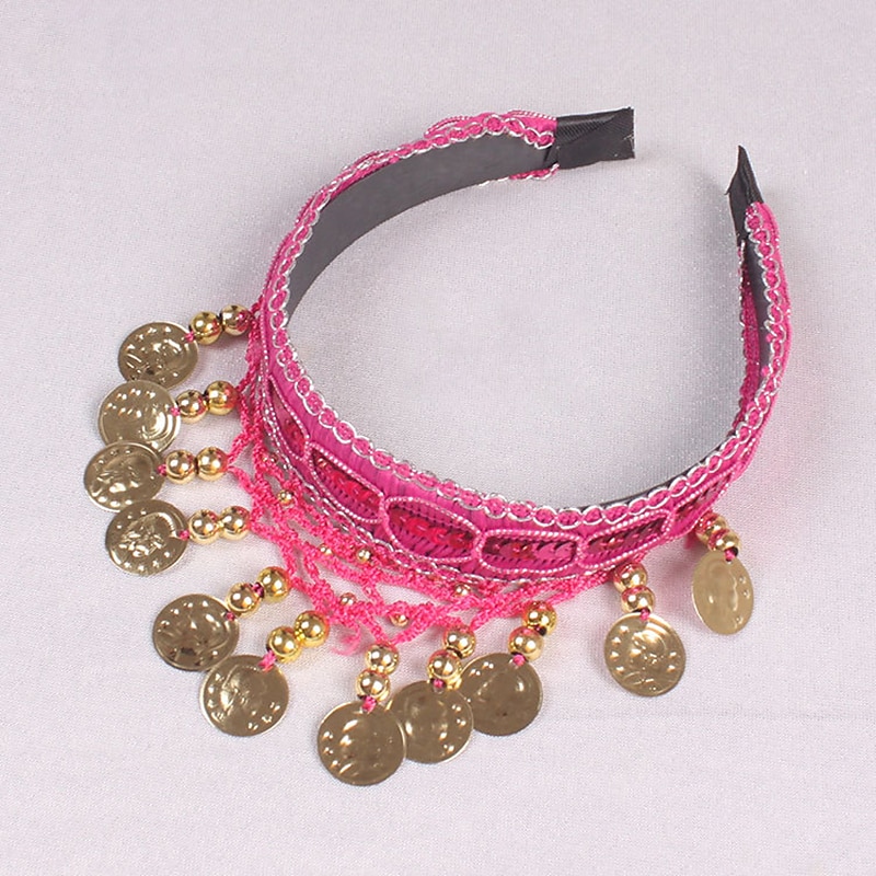 Belly Dance Dance Accessories Headwear Pure Color Splicing Paillette Women's Training Performance Sequined Polyester4