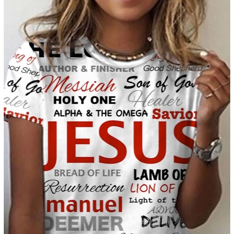 Women's T Shirt Basic Letter Easter Print Short Sleeve Regular Tops Round Neck Casual Weekend White4