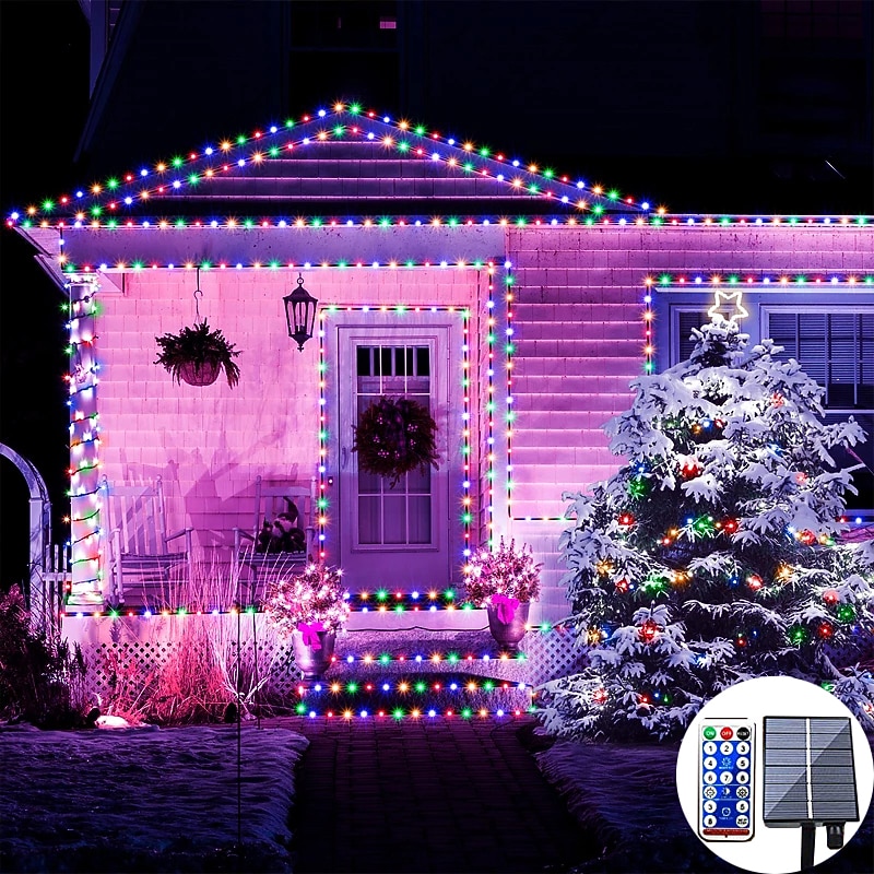 Outdoor Fairy String Lights Solar 30m-300LEDs 50m-500LEDs Waterproof Remote Control Tree Lights Christmas Wedding Party Holiday Garden Street Tree House Decoration3