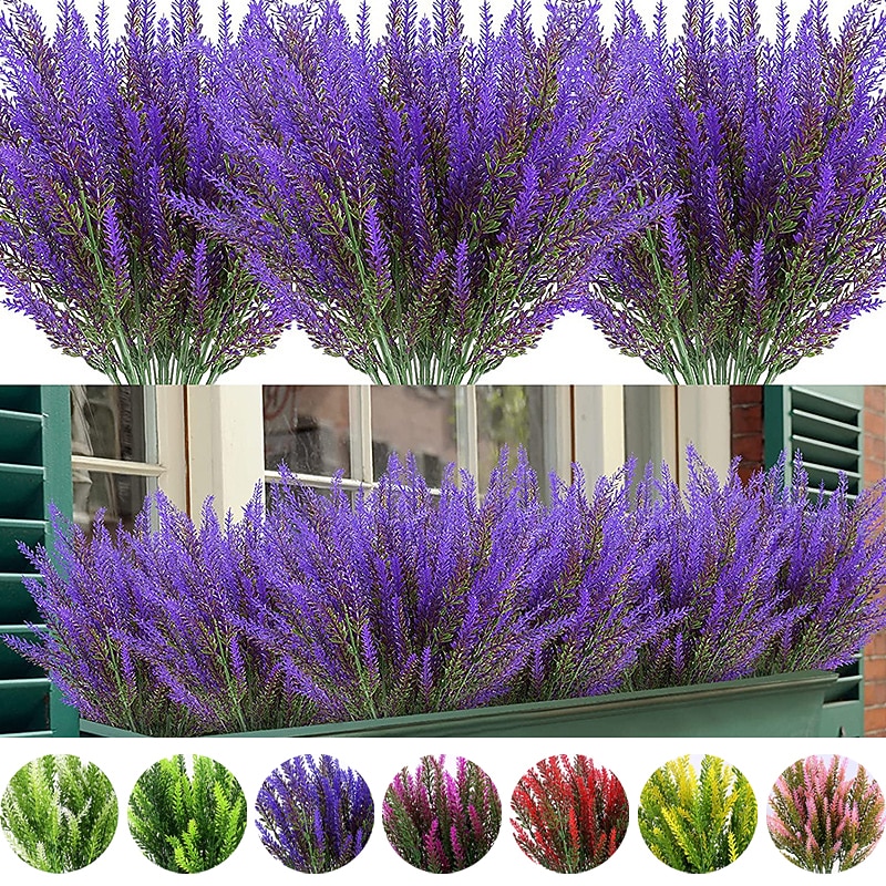 5Pcs Artificial Lavendars Flowers Home Decoration Outdoor Simulation Flowers Plants Decorations Flowers Bouquet Wedding Decoration