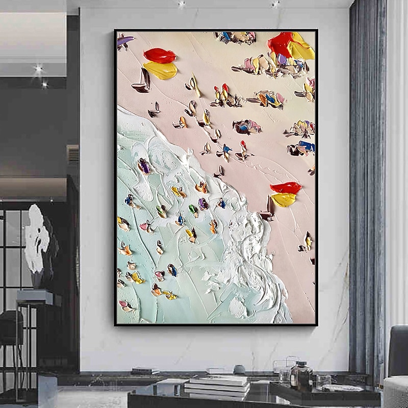 Mintura Handmade Beach Scenery Oil Painting On Canvas Wall Art Decoration Modern Abstract Picture For Home Decor Rolled Frameless Unstretched Painting3