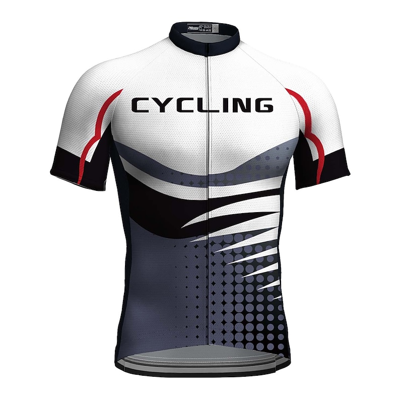 21Grams Men's Cycling Jersey Set Short Sleeve Cycling Jersey with Bib Shorts 3 Rear Pockets Reflective Strips 3D Padded Shorts Polka Dot Polyester Bike Wear Breathable Quick Dry Moisture Wicking4