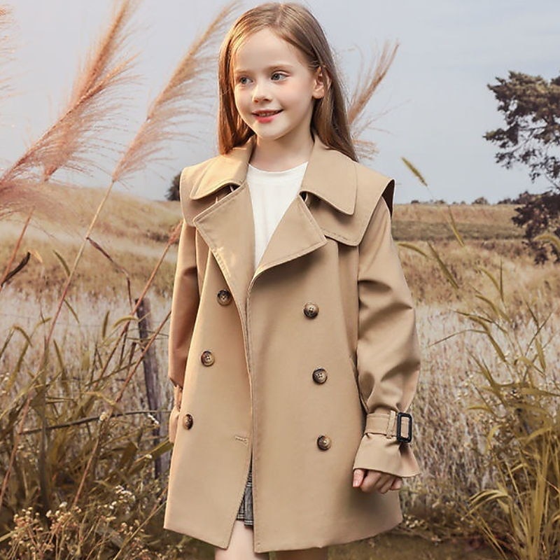 Girls' 3D Plain Coat Long Sleeve Spring Fall Active Adorable Cotton Kids 3-13 Years Daily Regular Fit4