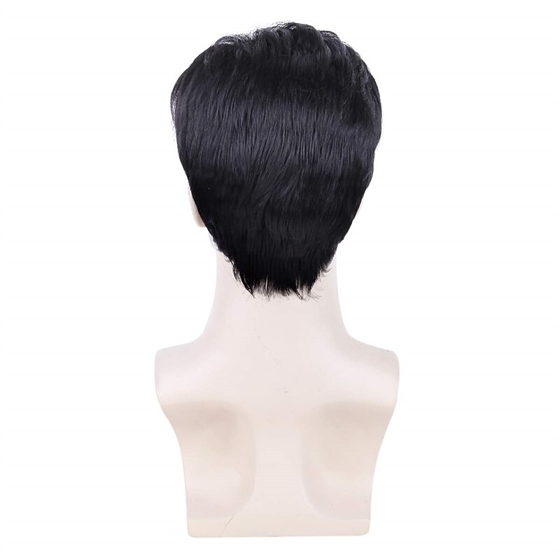 Vampire Wig Black Mens Wig Side Part Curly Heat Resistant Synthetic Fashion Guy Natural Hair Replacement Wigs with Free Wig Cap Cosplay Daily Use Halloween Wigs3