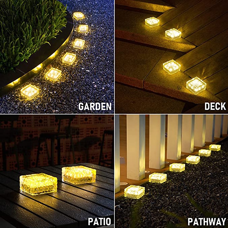 LED Solar  Ice Cube Landscape Light Outdoor Ground Lights Waterproof Floor Tile Light For Garden Patio Passage Pond Outdoor Decoration Lawn Lamp3