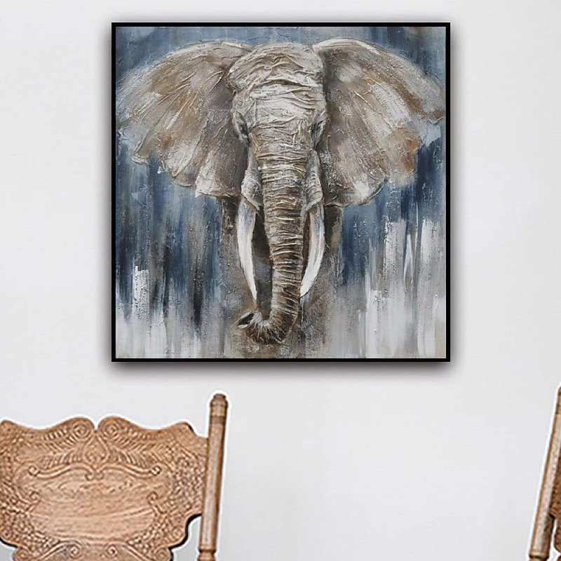 Handmade Oil Painting Canvas Wall Art Decoration Modern Animal Texture Elephant for Home Decor Rolled Frameless Unstretched Painting