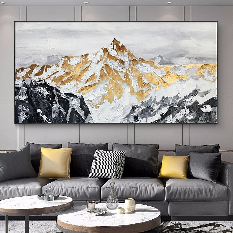 Handmade Hand Painted Oil Painting Wall Art  Large Size Contemporary Golden Mountains Home Decoration Decor Rolled Canvas No Frame Unstretched