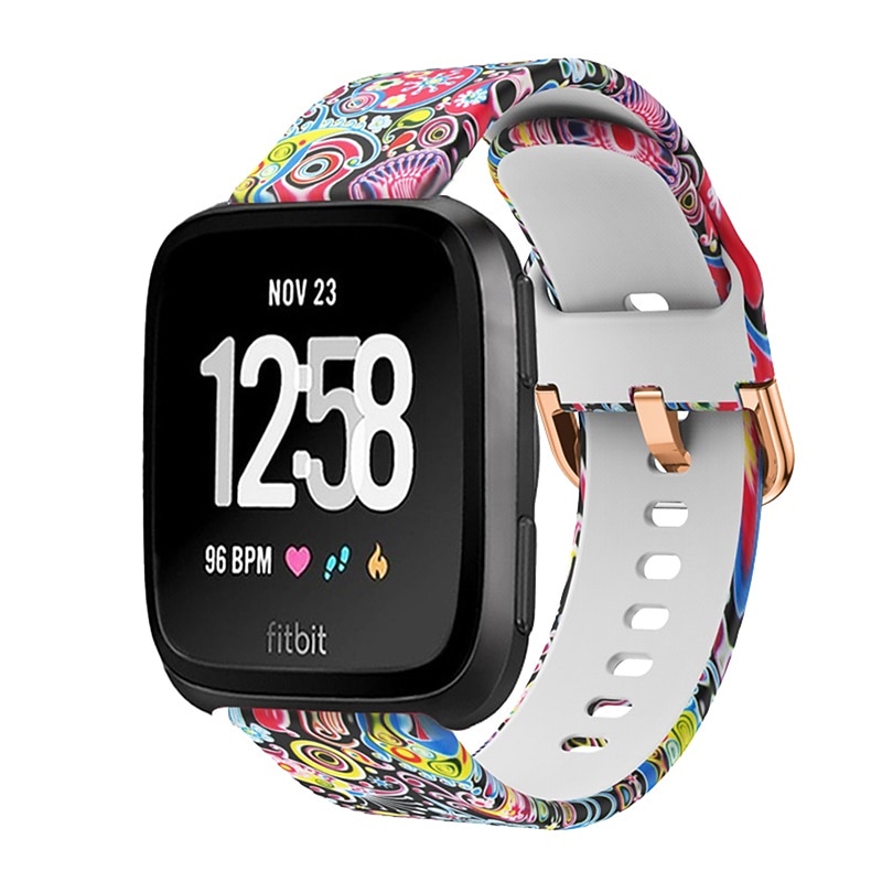 Smart Watch Band Compatible with Fitbit Versa 2 / Versa Lite / Versa SE / Versa Silicone Smartwatch Strap Waterproof Adjustable Breathable Floral Printed Replacement  Wristband3