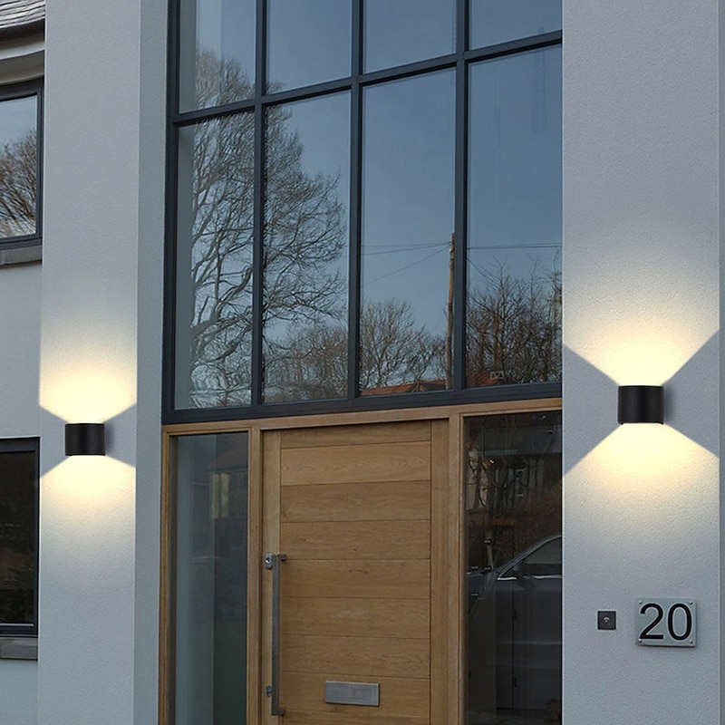 Outdoor Wall Light LED Wall Lamp 12W Double Light Source Waterproof Adjustable Luminous Angle Warm White/White Light Two-color Wall Lamp AC85-265V2