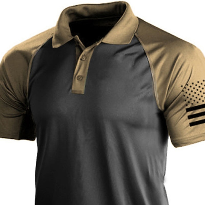 Men's Polo Shirts Golf Shirt Turndown Fashion Casual Comfortable Short Sleeve Black Yellow Blue Green Dark Gray Color Block 3D Print Turndown Vacation Street 3D Button-Down Clothing Clothes Polyester2