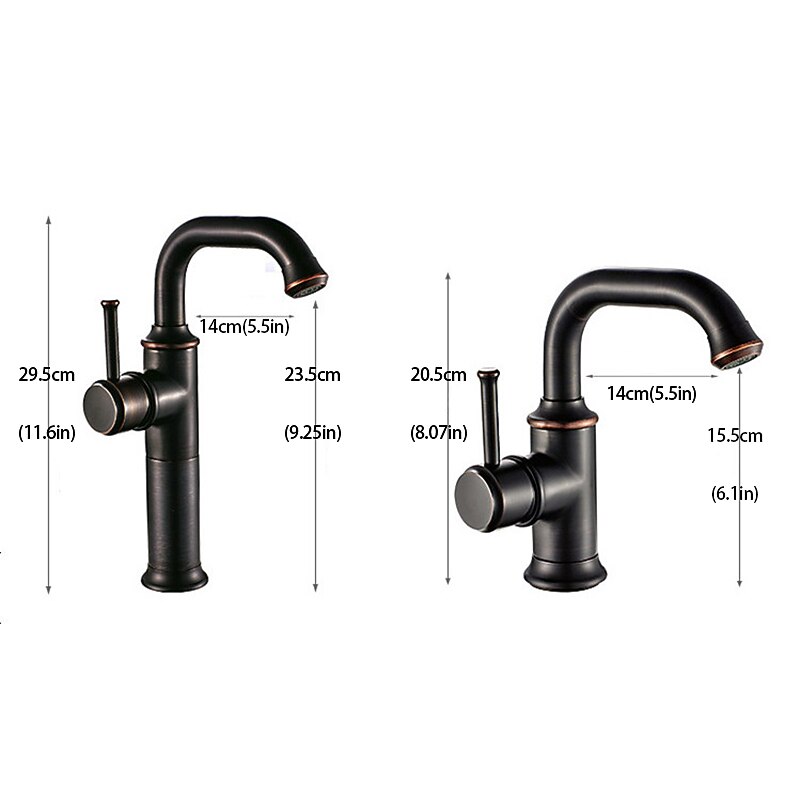 Bathroom Sink Mixer Faucet Vintage Deck Mounted, 360 Swivel Rotatable Single Handle One Hole Monobloc Washroom Basin Taps with Hot and Cold Water Hose Antique Brass ORB2