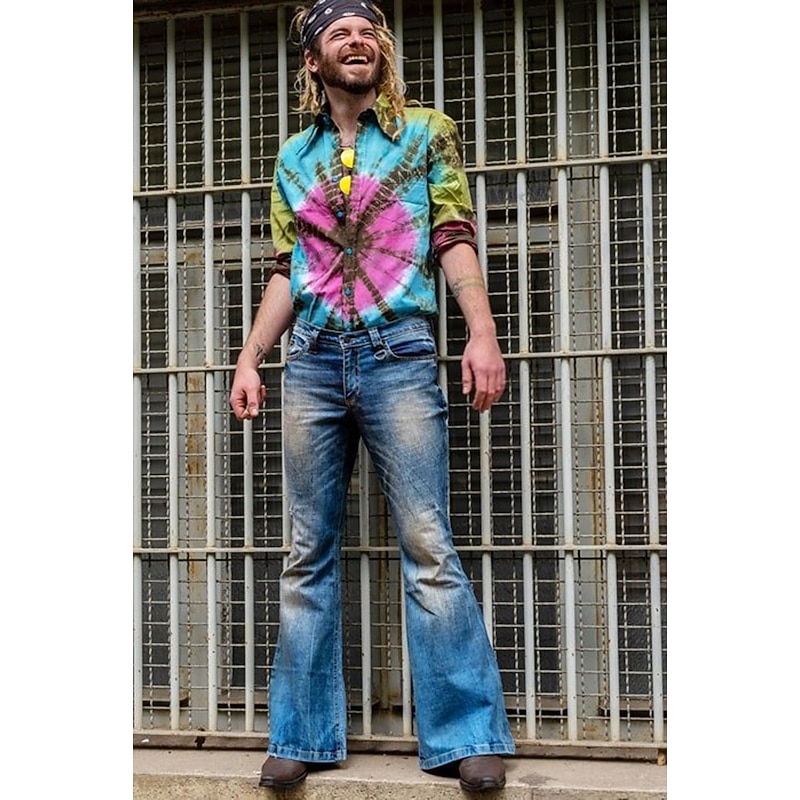 1960s Hippie 1970s Pants Bell Bottoms Flared Trousers Hippie Disco Plus Size Fancy Dress Men's Masquerade Party / Evening Pride Parade Pride Month Adults' Pants2