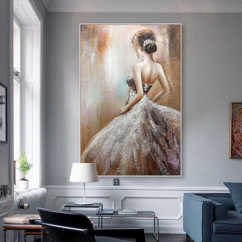 Mintura Handmade Figure Oil Painting On Canvas Wall Art Decoration Modern Abstract Girl Picture For Home Decor Rolled Frameless Unstretched Painting4