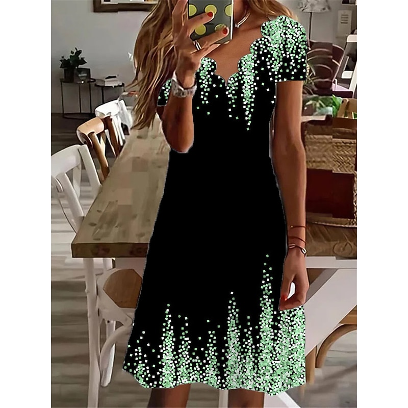 Women's Mini Dress Casual Dress Petite Dress Sundress Shift Dress Vacation Fashion Basic Outdoor Vacation Daily Regular Fit Ombre Print Short Sleeve Sweetheart Pink Blue Green Summer2
