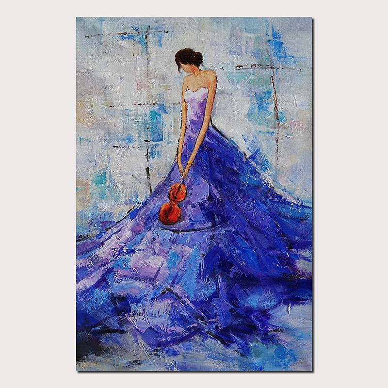 Handmade Oil Painting CanvasWall Art Decoration Abstract Knife PaintingBody Art Blue For Home Decor Rolled Frameless Unstretched Painting2