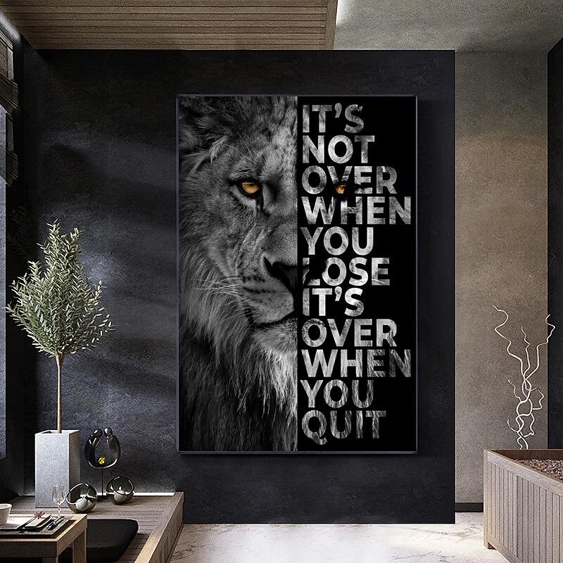 1 Panel Quotes Prints Posters/Picture Animal Lion Letters Inspirational Quotes Modern Wall Art Wall Hanging Gift Home Decoration Rolled Canvas No Frame Unframed Unstretched Multiple Size4