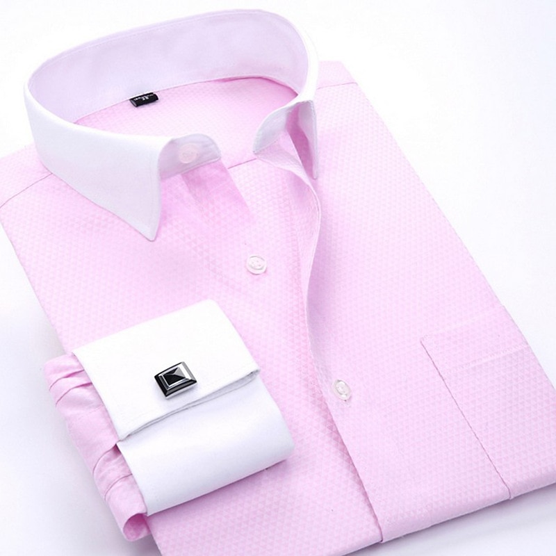 Men's Dress Shirt Non Iron Shirt French Cuff Shirt Collared Shirt Graphic Prints Wedding Street Pink Blue Purple Long Sleeve Turndown Spring & Summer Clothing Apparel Button-Down2