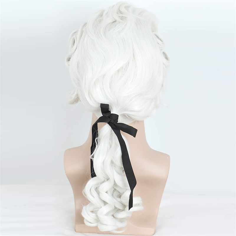 Lawyer Curly Wig Carnival Cosplay Costume Wig for Party  Man Long Wave White Wig White Blonde Halloween Wigs4