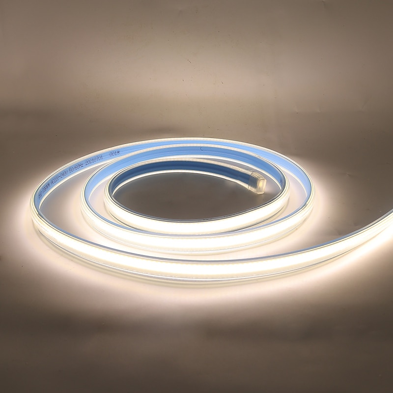 10m 32.8ft Led Neon Rope Strip Light IP67 Waterproof COB AC 220V 300LEDs High Density FOB Flexible RA90 3000K 4000K 6000K2