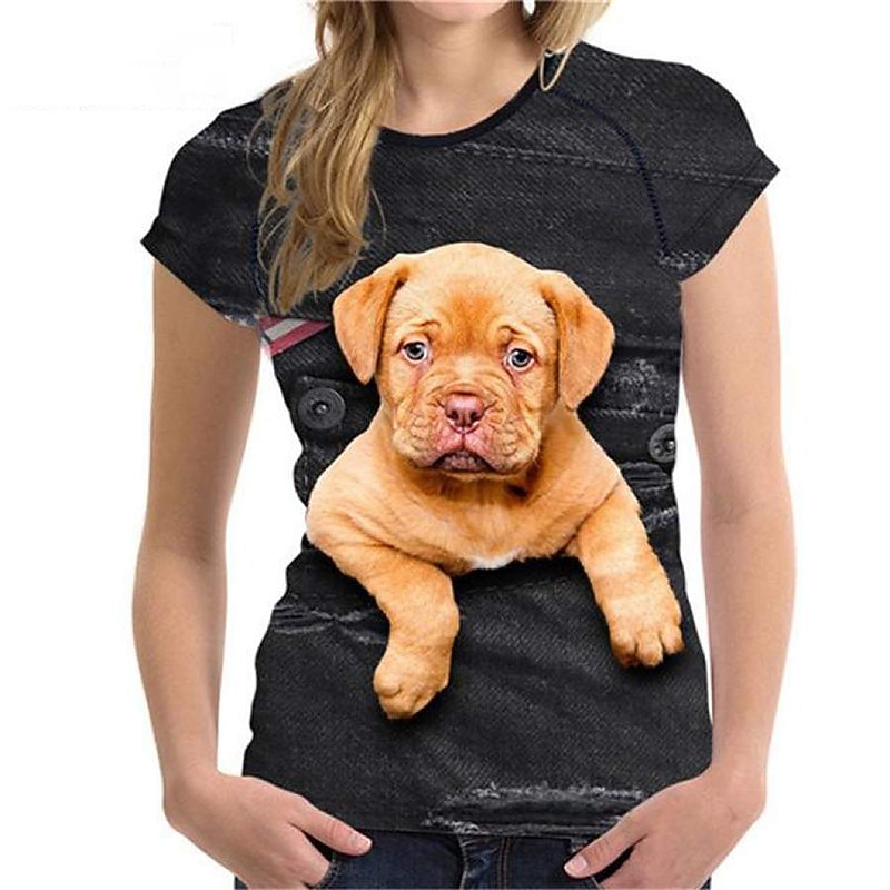 Girls' 3D Animal Cat Dog T shirt Short Sleeve 3D Print Summer Spring Active Fashion Cute Kids 3-12 Years Outdoor Daily Regular Fit3