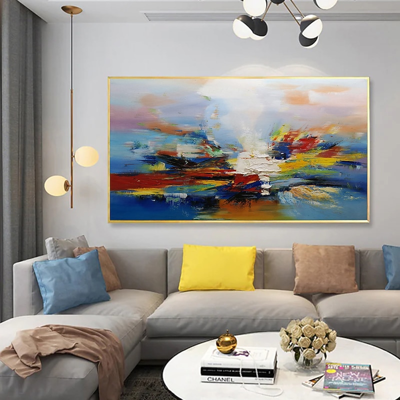 Hand-painted Oil Painting Knife Painting Landscape Blue Home Decoration Wall Frameless Art Painting