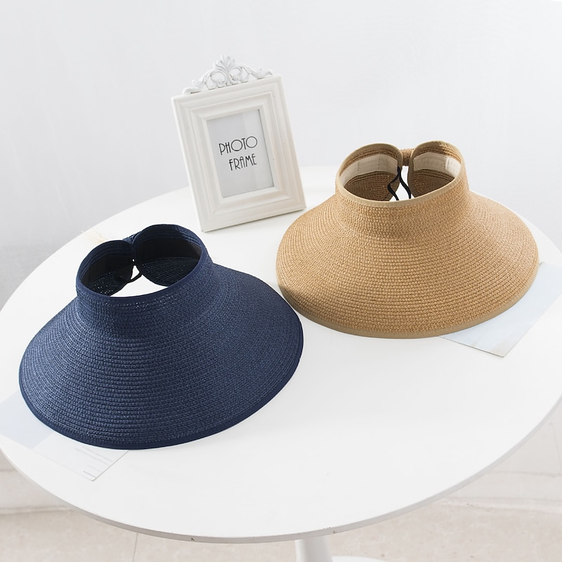 14 Colors Summer Folding Empty Top Hat Straw Hat Sun Hat Beach Hat Sunshade Sun Hat Panama Women's Men's Straw Hat2