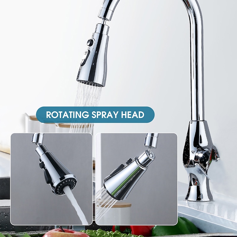 3 Functions Spray Head 360 Swivel Faucet Spayer Head G1/2 Water-saving Sink Aerator for Kitchen Faucet Replacement Spray Head3