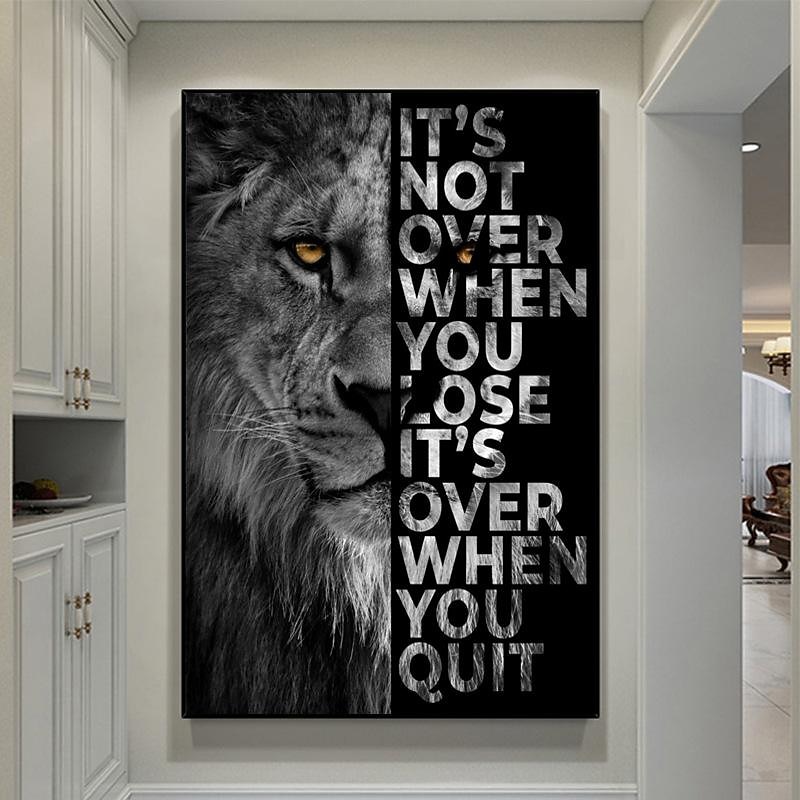1 Panel Quotes Prints Posters/Picture Animal Lion Letters Inspirational Quotes Modern Wall Art Wall Hanging Gift Home Decoration Rolled Canvas No Frame Unframed Unstretched Multiple Size2