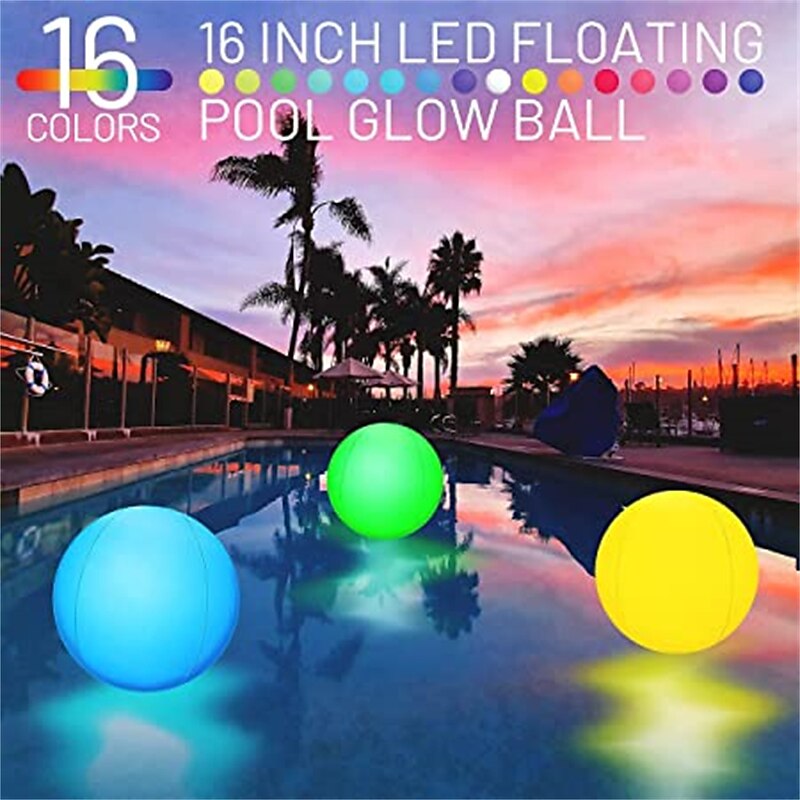 LED Glowing Beach Ball Light 60CM RGB Remote Control 16 Colors Waterproof Inflatable Floating Pool Light Yard Lawn Party Lamp3