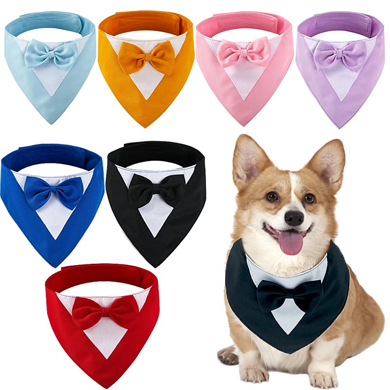 Dog Cat Triangle Bibs Accessories Dog Birthday Bandana Hat Tie / Bow Tie Adorable Sweet Breathable Soft Dailywear Casual Daily Dog Clothing for Husky Labrador Alaskan Malamute Golden Retriever